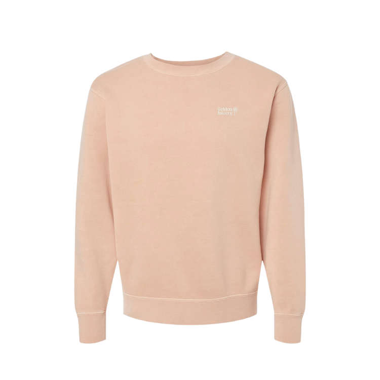 Embroidered Crew Neck Dusty Rose Front
