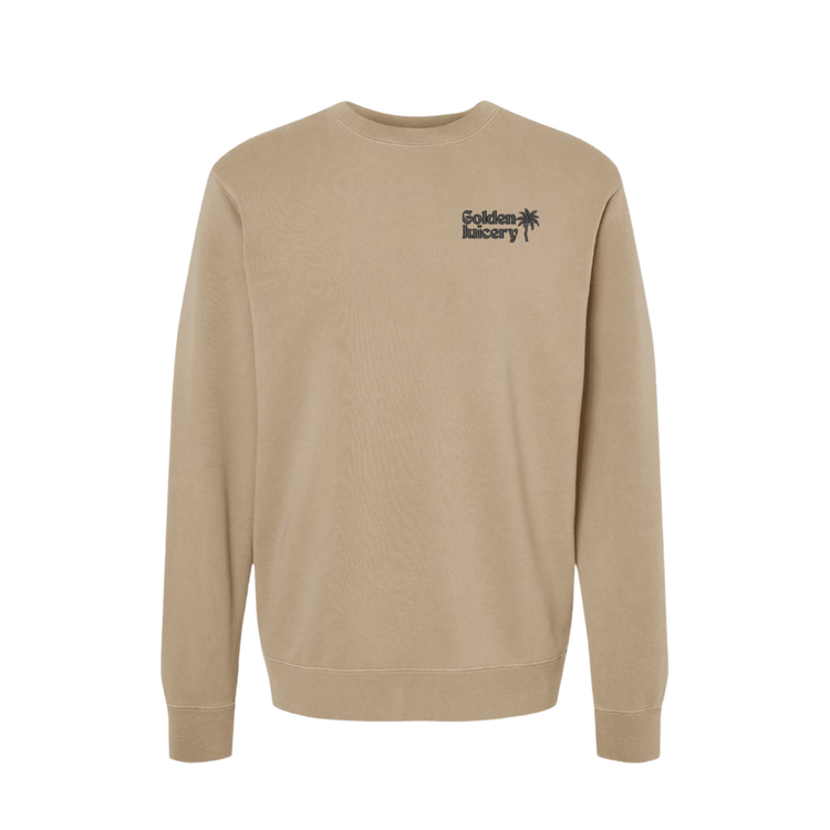 Embroidered Crew Neck Sandstone Front