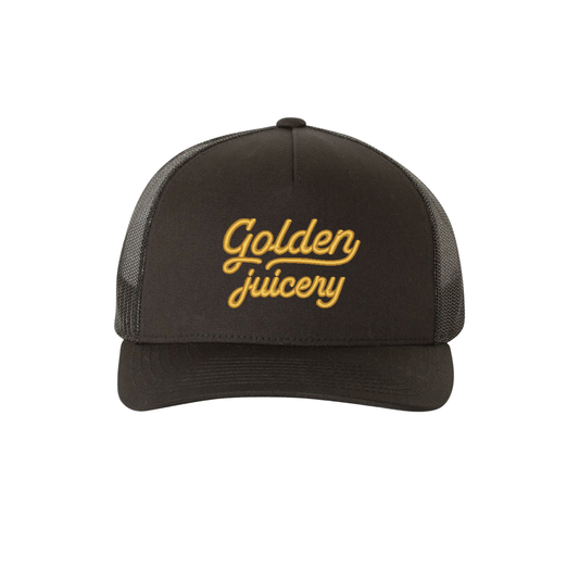 Black Script Trucker Hat Front