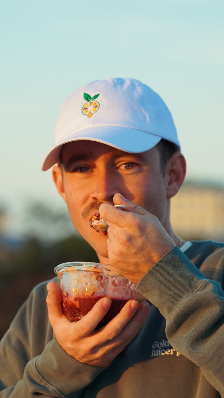 Embroidered White Dad Hat Side