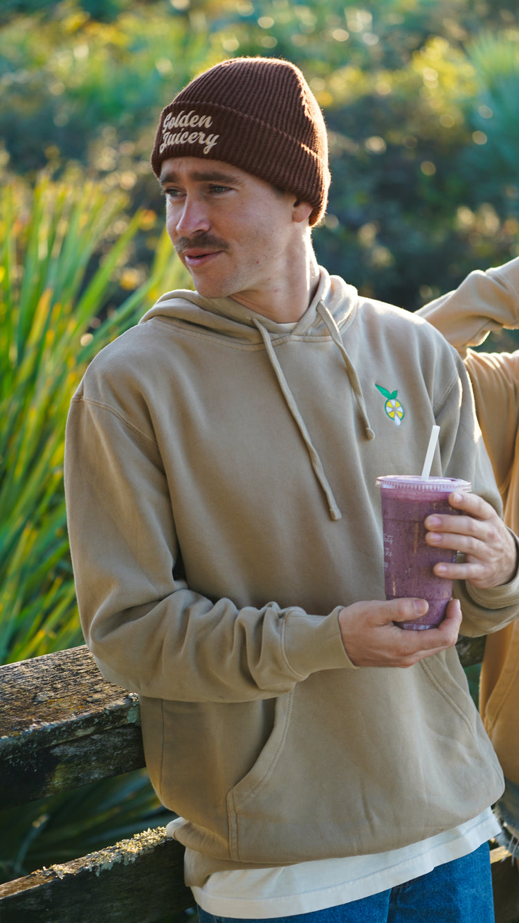 GJ Cafe Hoodie Sandstone Back