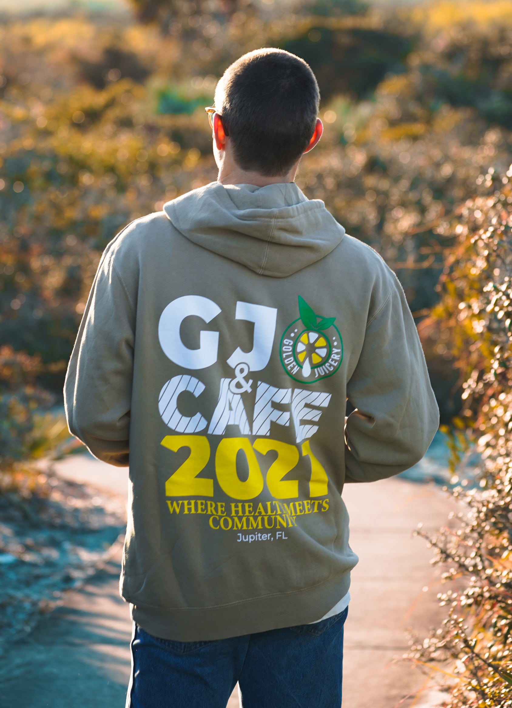 GJ Cafe Hoodie Sandstone Front