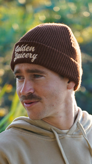 Embroidered Beanie Java Brown Side