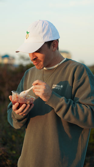 Embroidered Crew Neck Alpine Green Front
