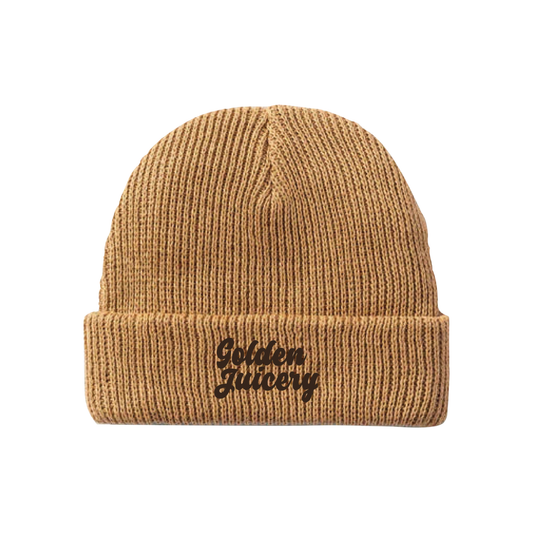 Embroidered Beanie Beach Knit Tan