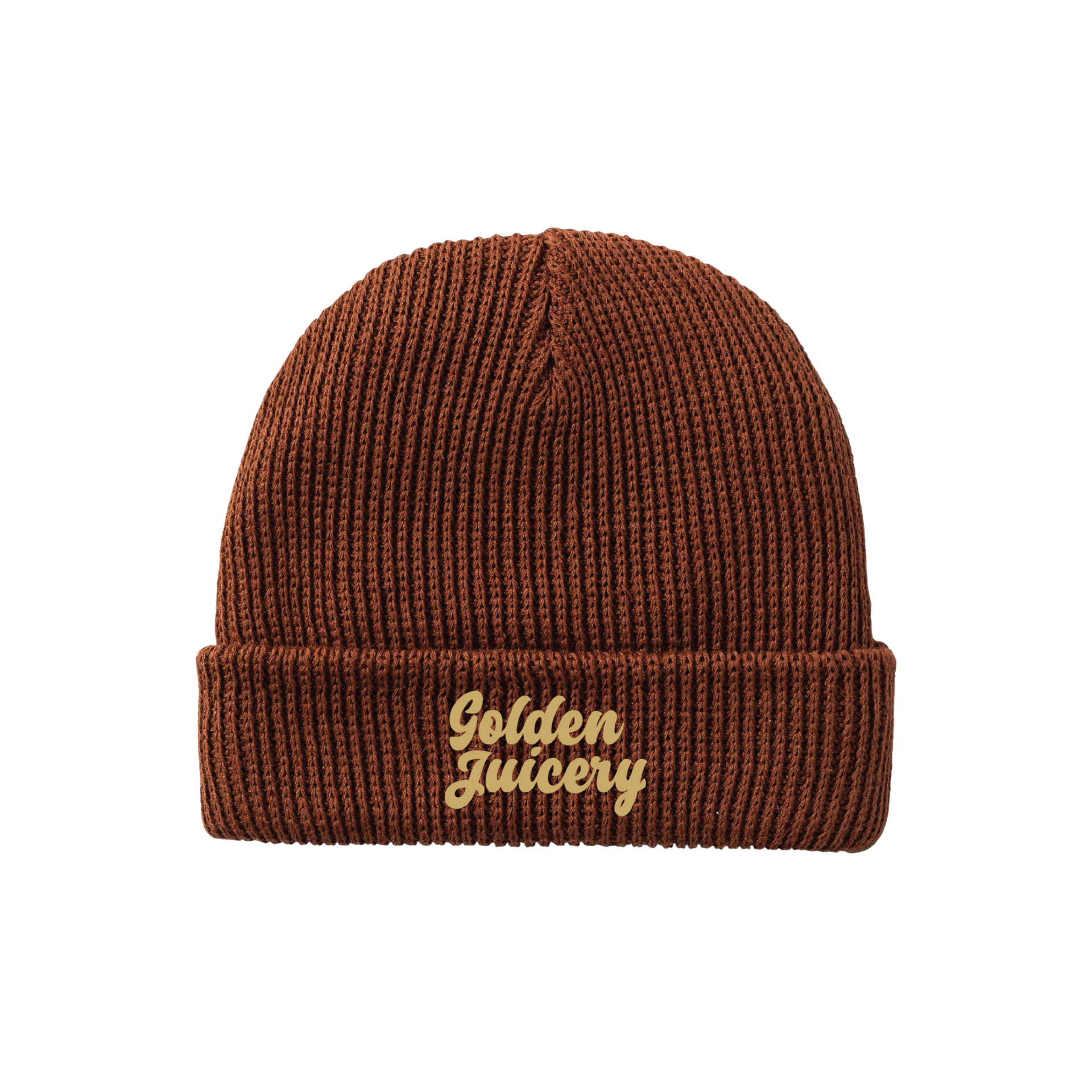 Embroidered Beanie - Java-Brown – Golden Juicery