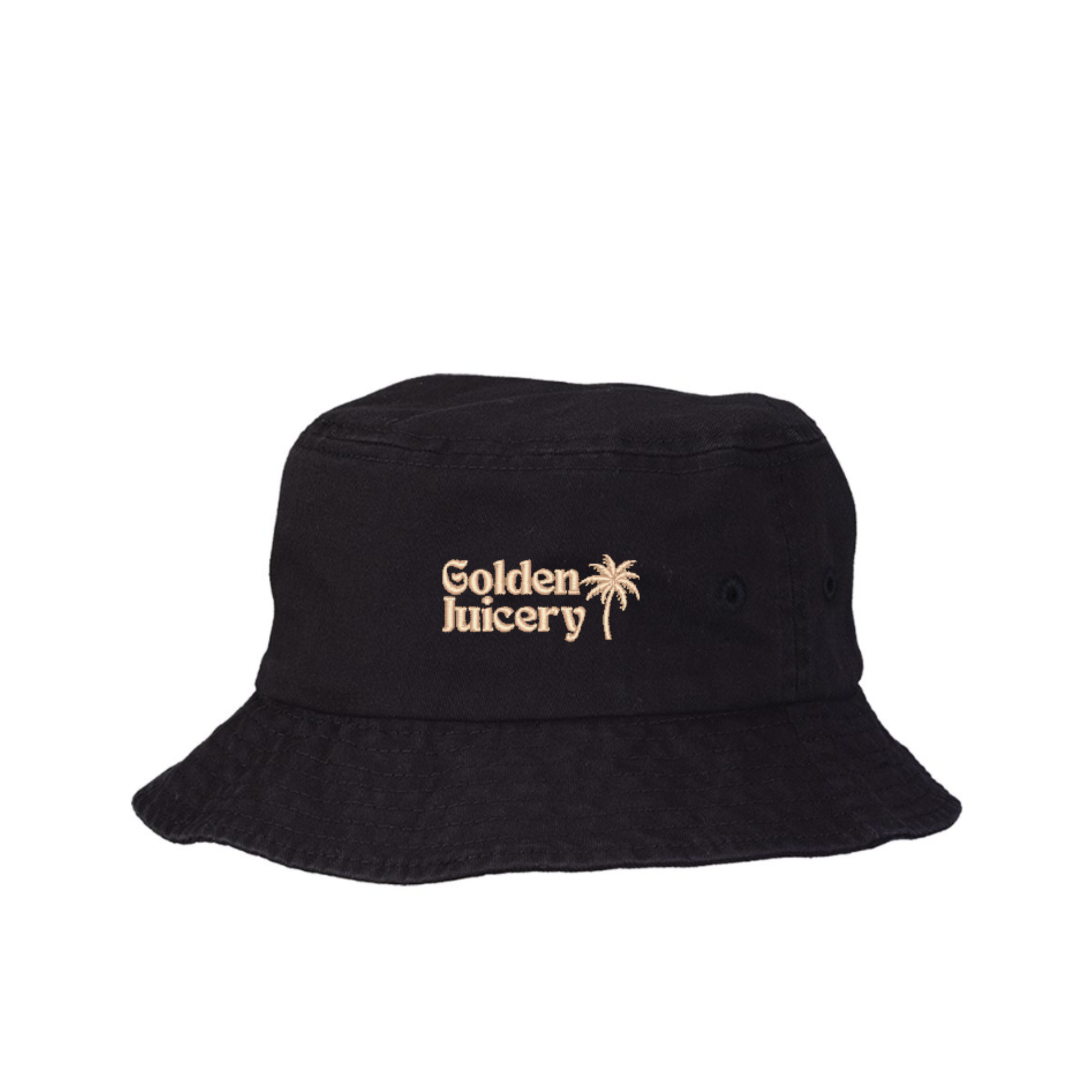 Embroidered Bucket Hat Black Front