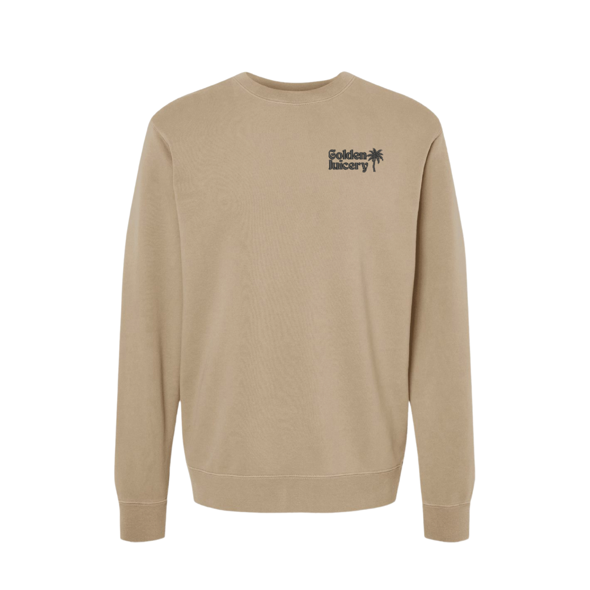Embroidered Crew Neck Sandstone Front