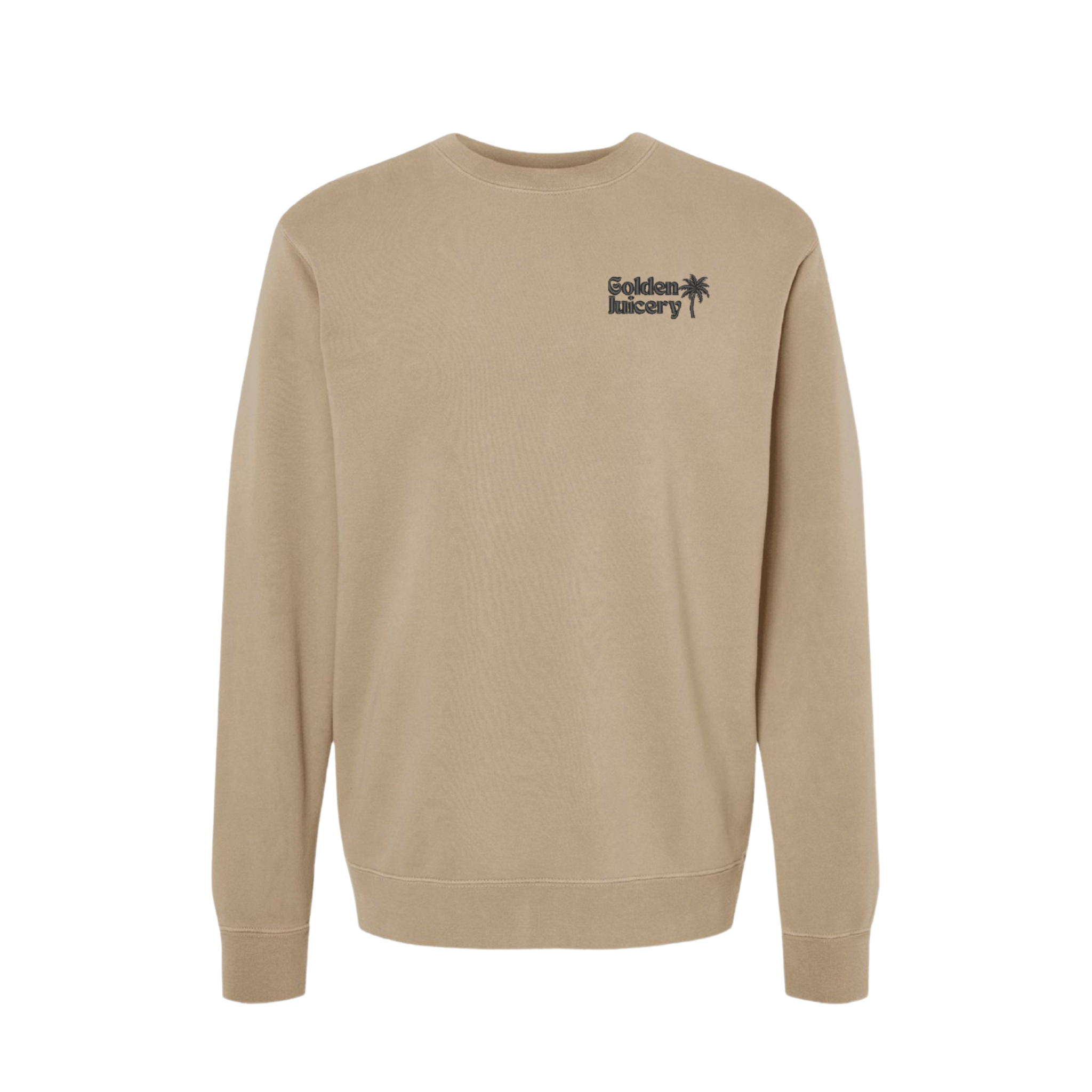 Embroidered Crew Neck Sandstone Front