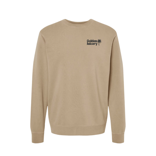 Embroidered Crew Neck Sandstone Front