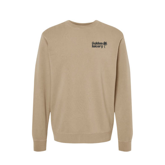 Embroidered Crew Neck Sandstone Front