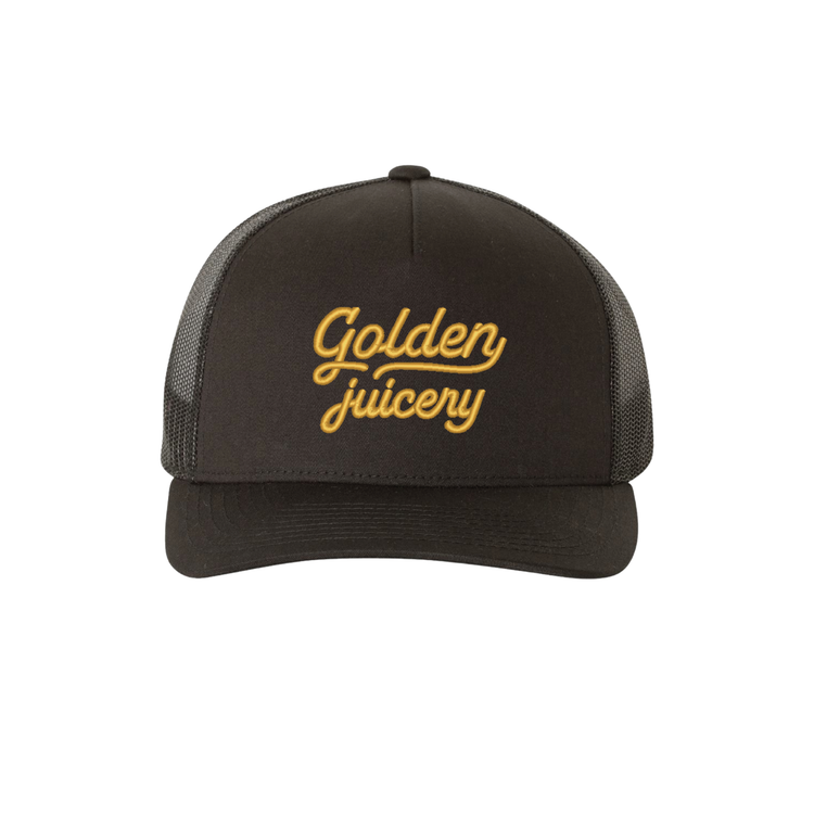 Black Script Trucker Hat Front